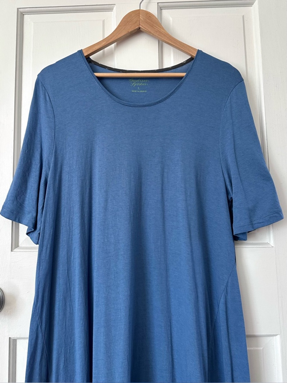 Gudrun Sjoden Short Sleeve Midi Dress Blue Knit Organic Cotton Modal Size L - Picture 2 of 9